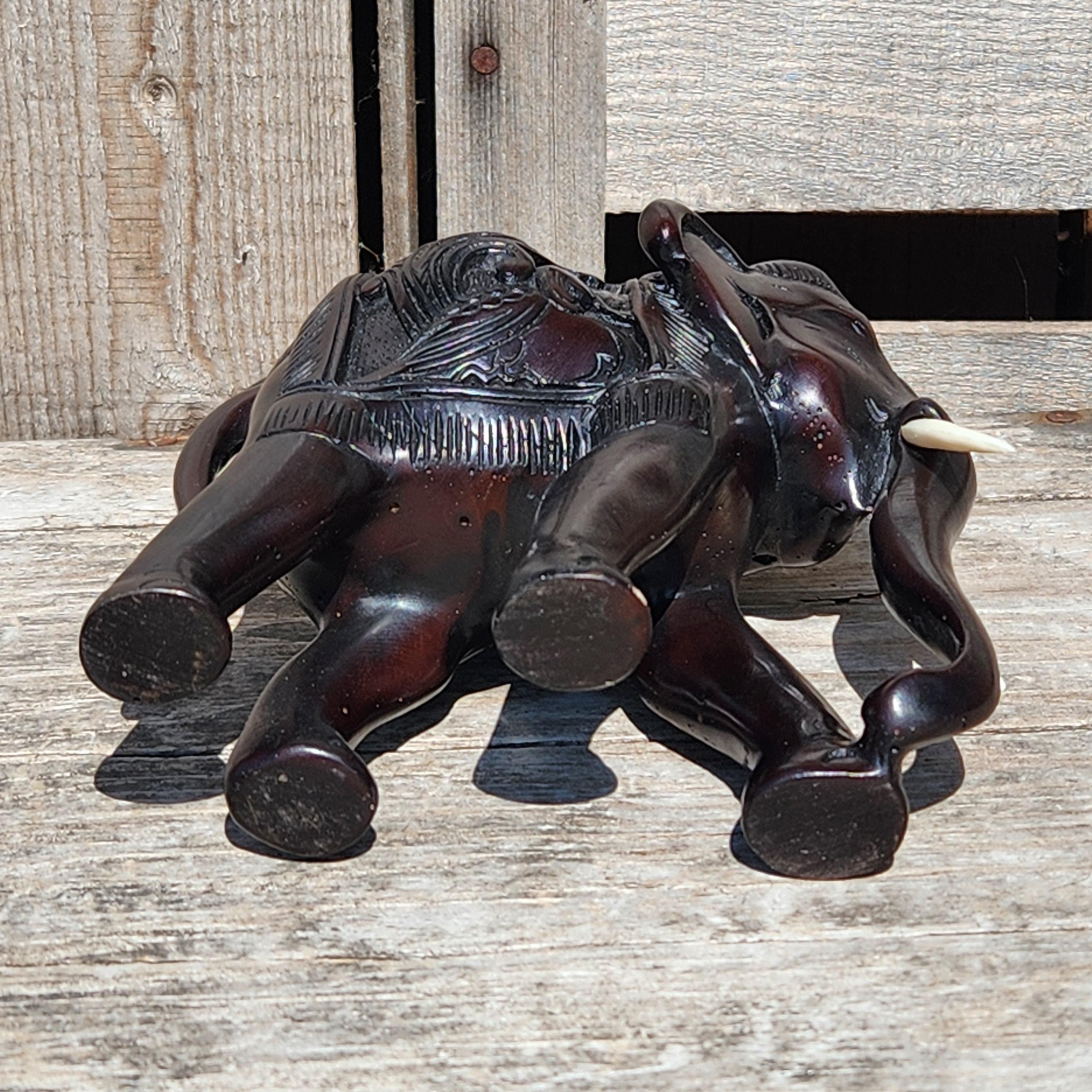 Figurine, Elephant, Ebony and Ivory Styled, Intricately