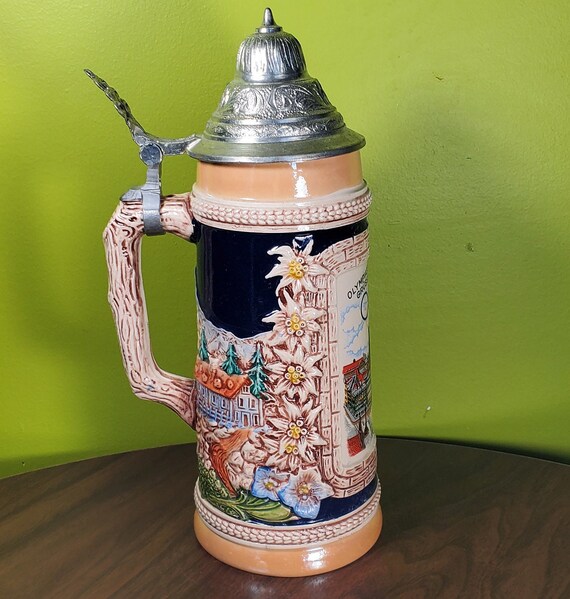 Vintage Ceramic German Beer Stein With Pewter Lid - '1972 Olympic