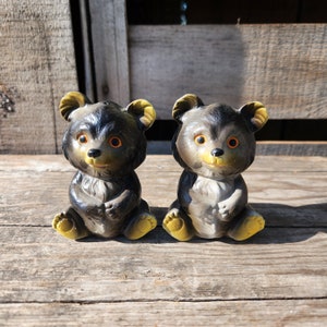 Salt & Pepper Shakers, Couple of Bears, Black Bear, Mid Century, Kitchen/Dinner Ware, Decor, Vintage