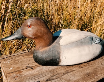 Vintage Barry Cowen Wooden Canvasback Duck Decoy Carving