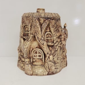 Kakburk, Stubbehus, Älvaträdgård, Alv, Älva, Fé, Gnom, Keramik, Vintage