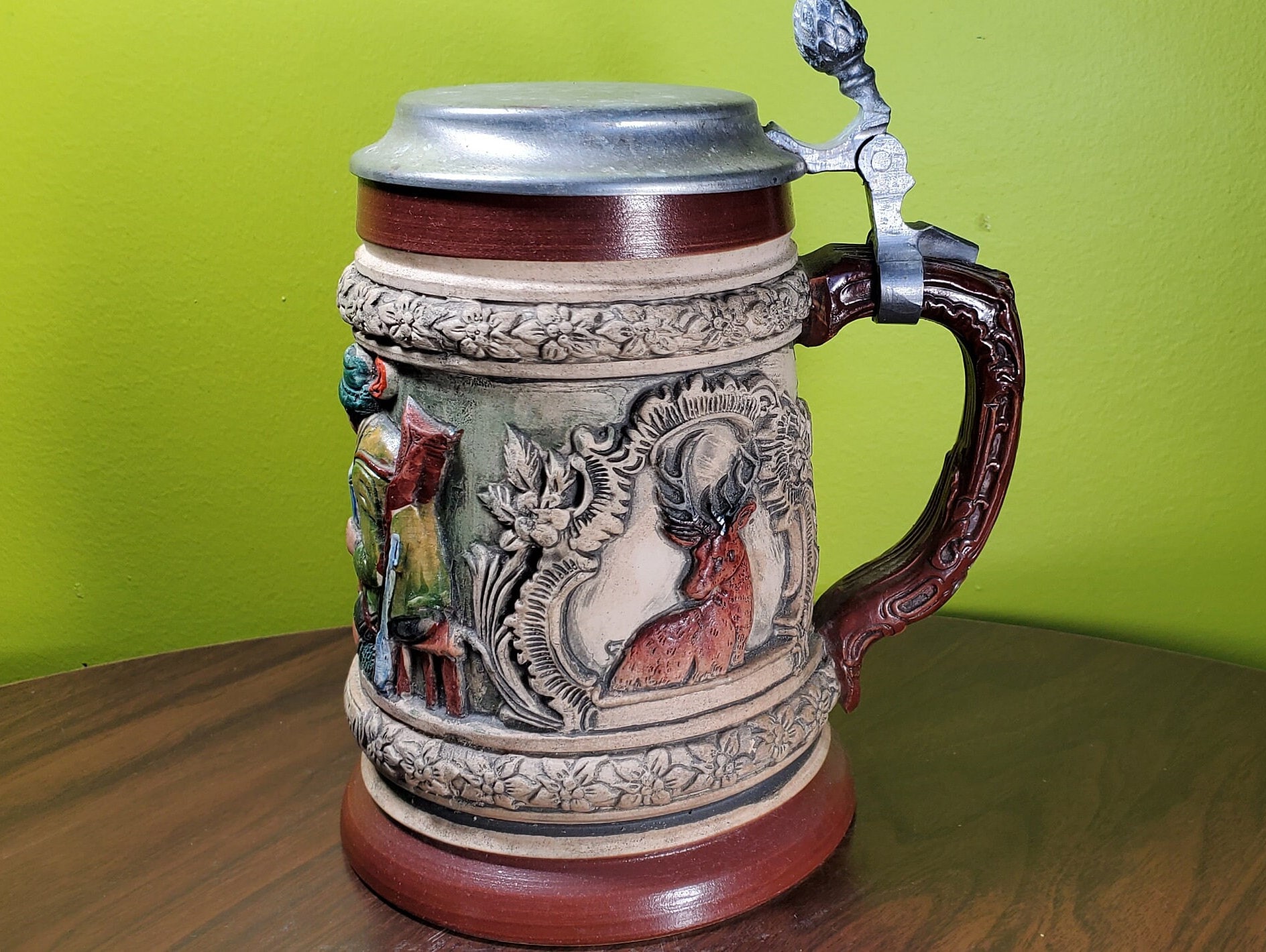 Vintage Thewalt Ceramic German Beer Stein 'jagers and the Stag' Etsy