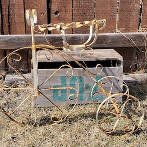 Rustic Bicycle Plant Stand, Wrought Iron, Vintage