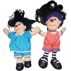 Pop, Molly en Loonette van Big Comfy Couch, knuffel, verkocht per paar, zonder label, tweedehands, Nickelodeon, vintage