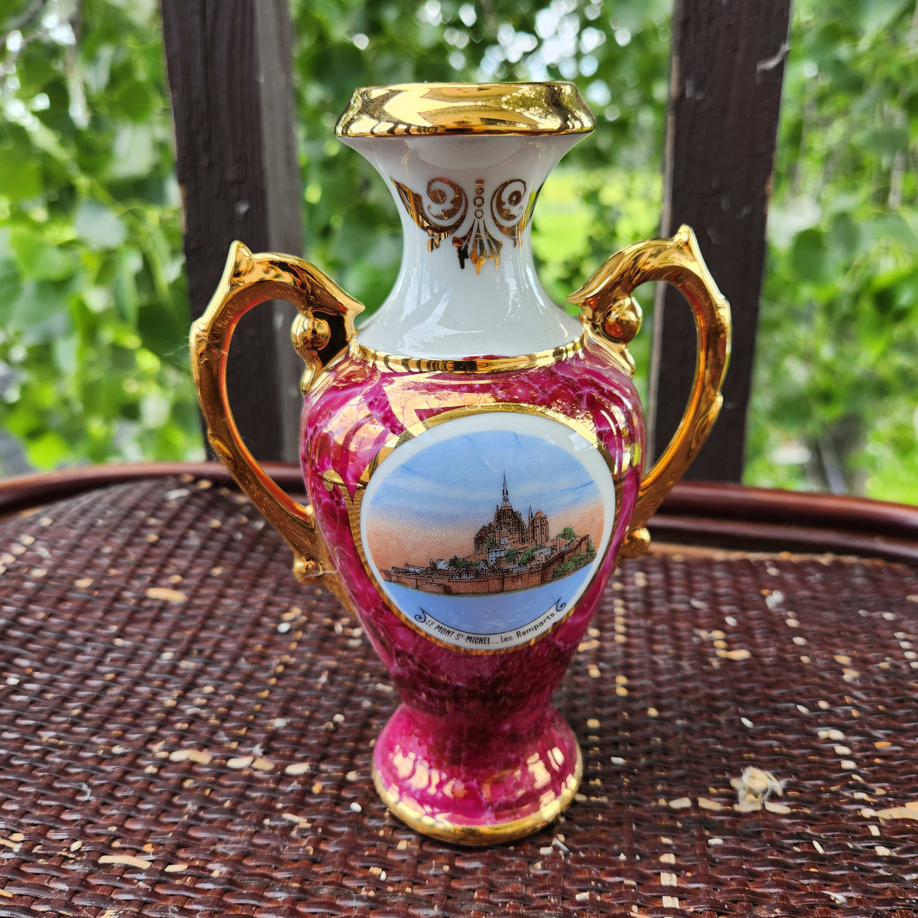 Vase, Mont St Micheal Painting, Normandie France, Porcelain D'art
