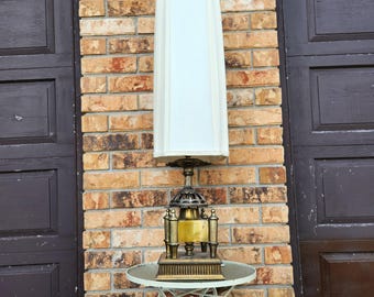Lamp, Brass Industrial Lamp, High Shade, Tall Desk Lamp, Steampunk, Vintage