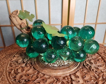 Grape Cluster, Lucie, Green, Wood Stem, Vintage