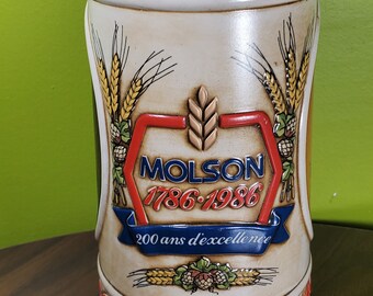 Chope à bière vintage en céramique de style allemand - 'Molson 200