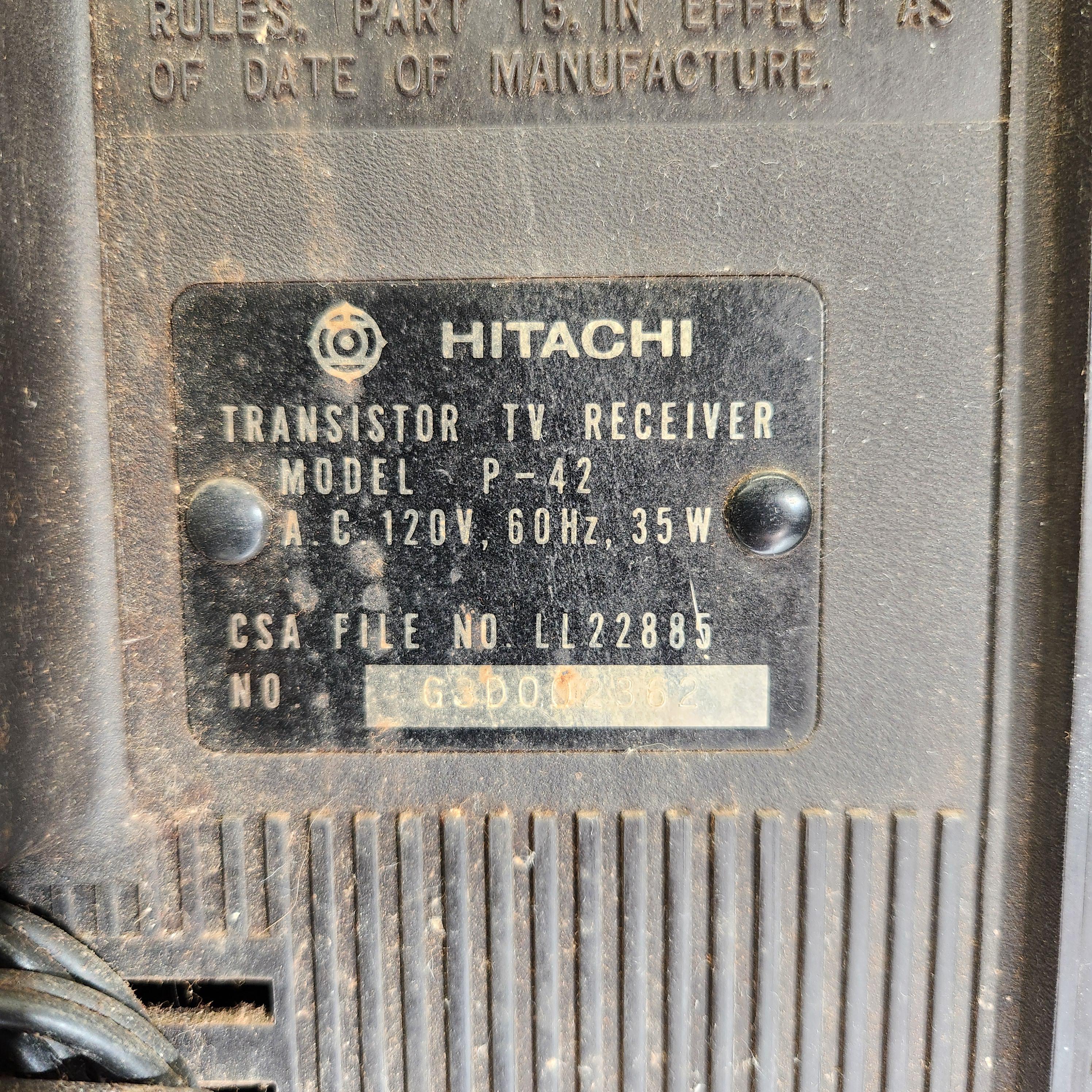 Television, Hitachi P-42 CRT, Turns On, Retro TV, Made in Television, Hitachi P-42 CRT, Turns On, Retro TV, Made in