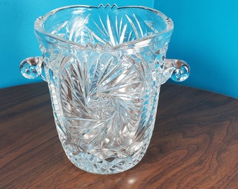 Vintage Crystal Ice Bucket with handles