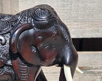 Figurine, Elephant, Ebony and Ivory Styled, Intricately