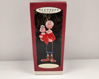 Ozdoba choinkowa, Oliwa z oliwek i groszek cukrowy, Popeye Marynarz, Pamiątka Hallmark, Retro, Vintage