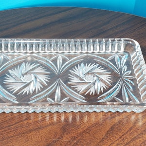 Vintage Crystal Pinwheel Serving Tray