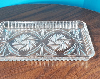 Vintage Crystal Pinwheel Serving Tray