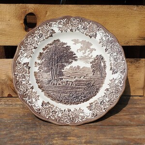 Teller, Abendessen, J & G Meakin, &#39;Romantisches England&#39;, Weidende Rinder, kleines Cottage, Bauernhof, Porzellan, China, Dekorativ, Vintage