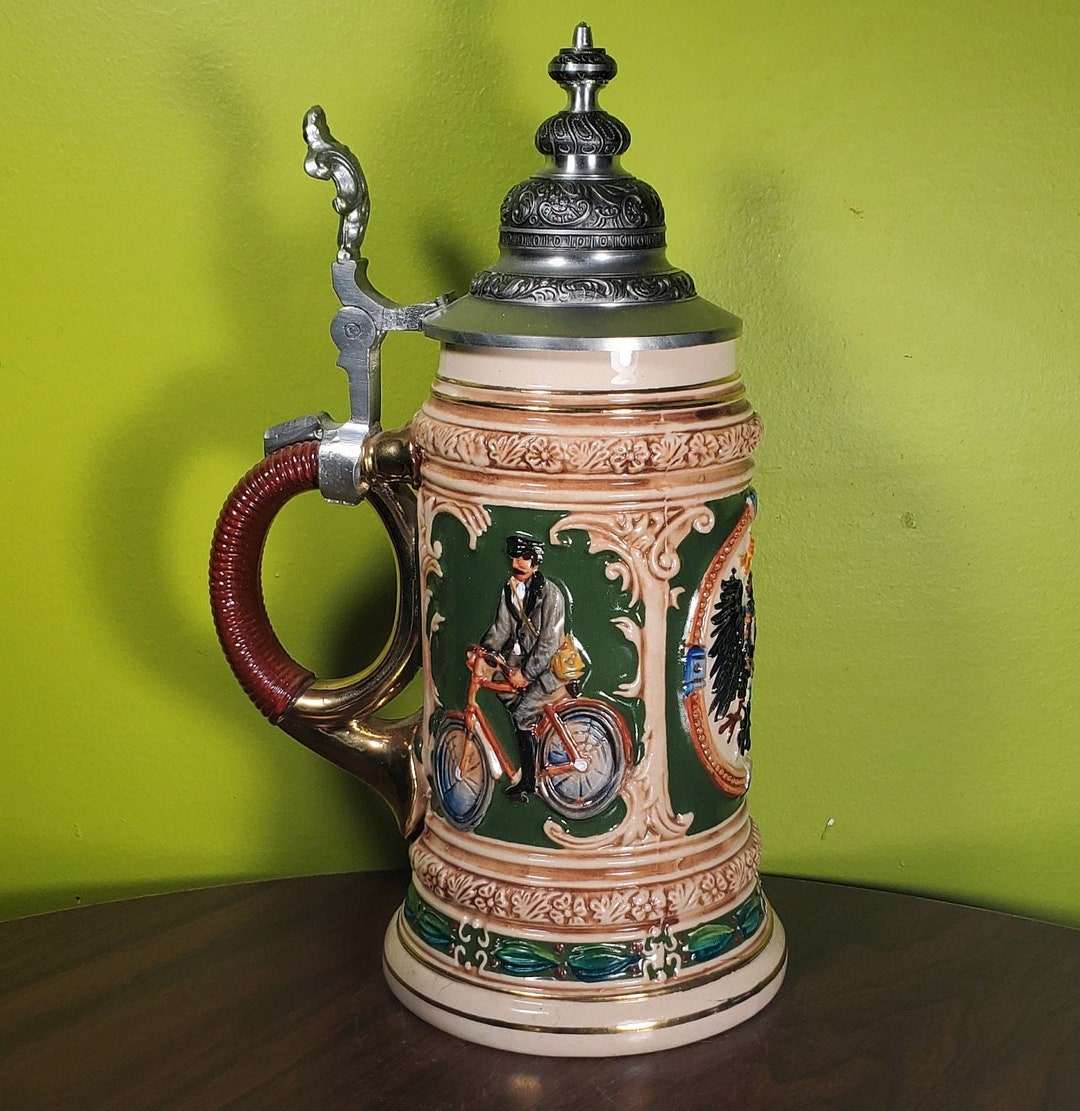Vintage Ceramic Zöller & Born German Beer Stein With Pewter Lid