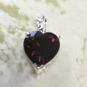 Medium Heart Garnet Necklace, Fire Garnet Pendant with your choice of Pendant alone or with a 925 Silver Snake Chain