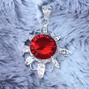 Large Red Garnet Necklace, Garnet Pendant with your choice of Pendant alone or with a 925 Silver Snake Chain