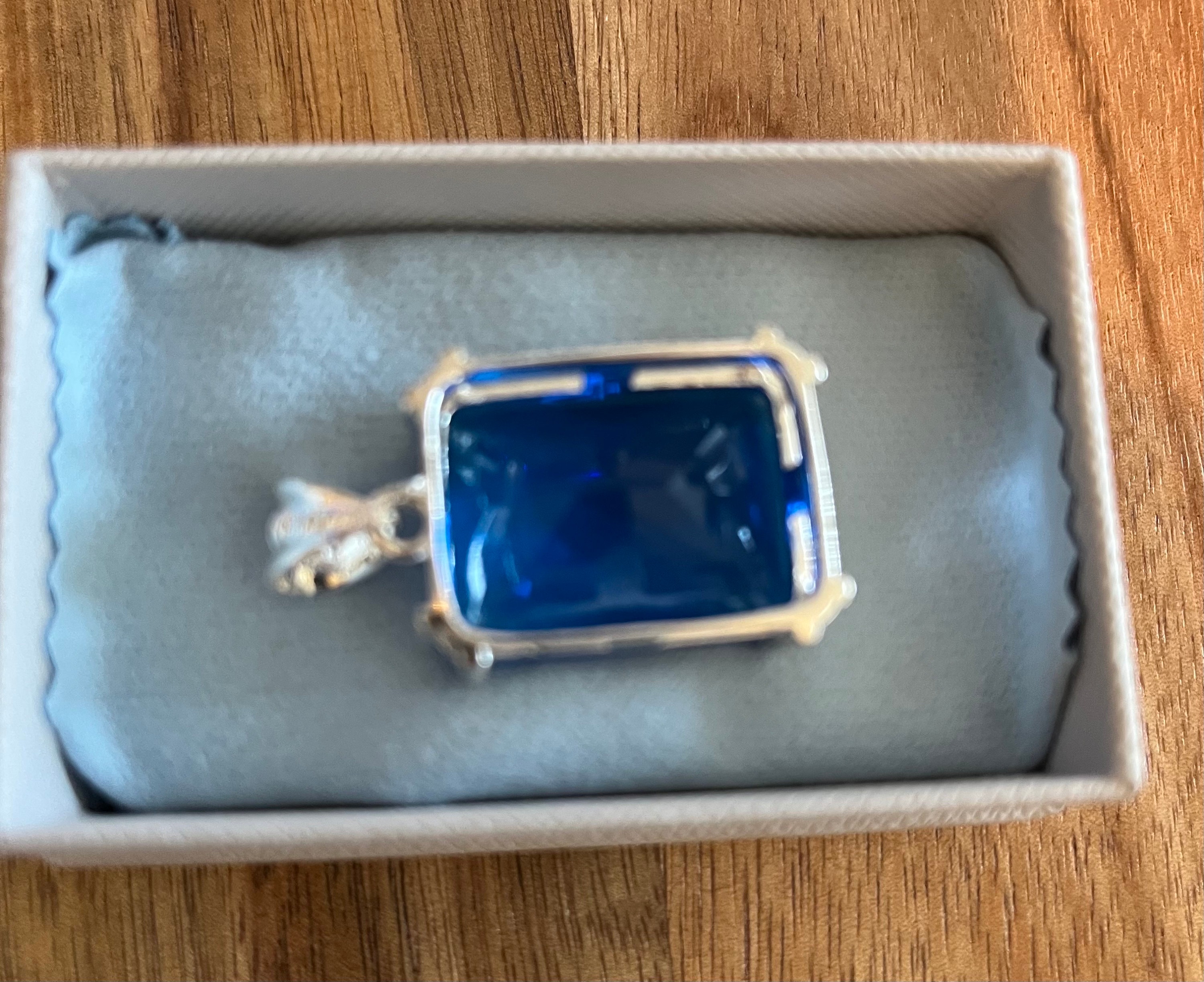 Large Rectangular Blue Topaz Necklace, Blue Topaz Pendant With Your ...