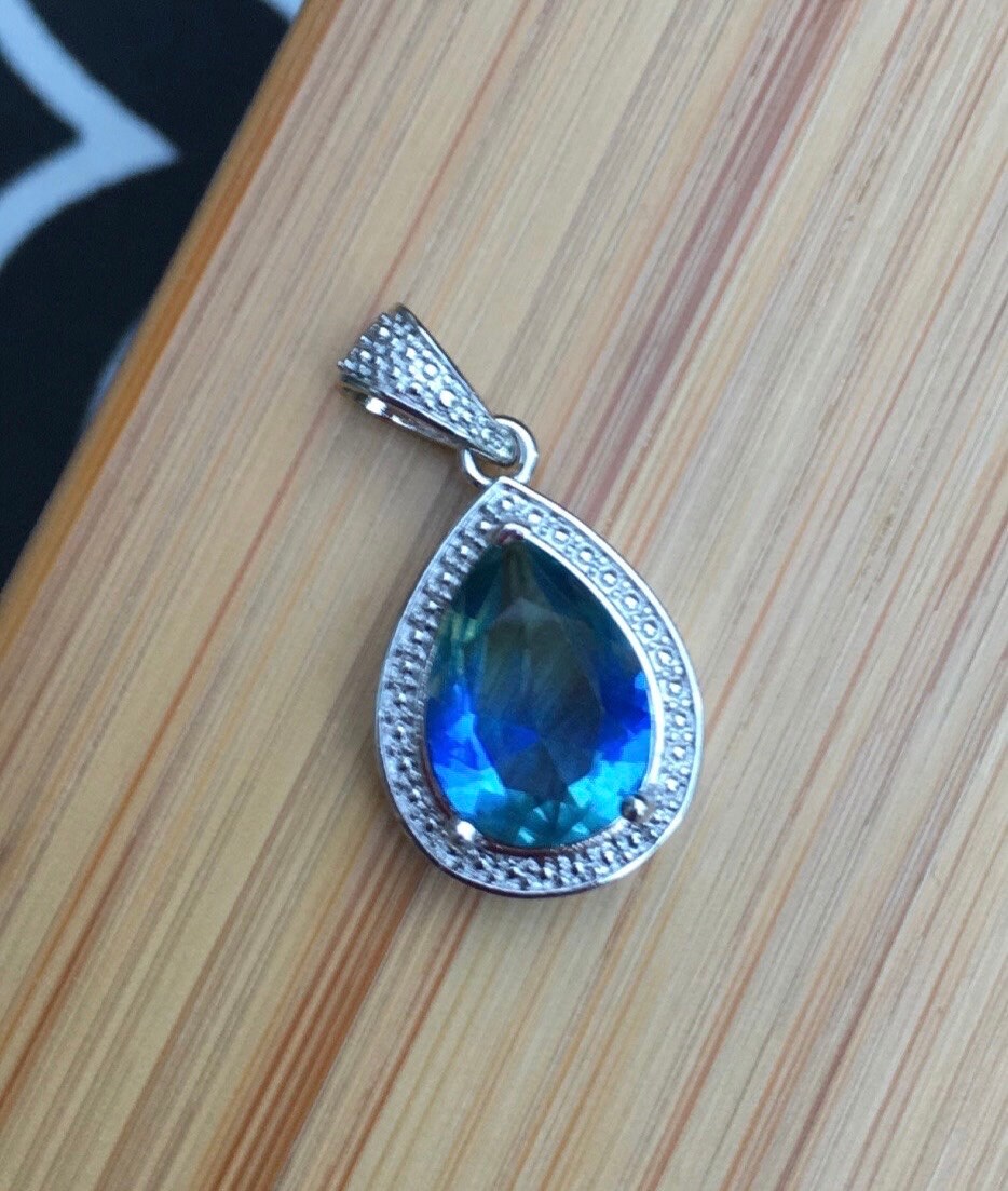 White Gold Plated Austrian Blue Jewel Necklace 2025