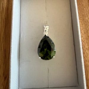 Medium Lab Created Teardrop Emerald Necklace, Green Emerald Pendant with your choice of Pendant alone or with a 925 Silver Snake Chain