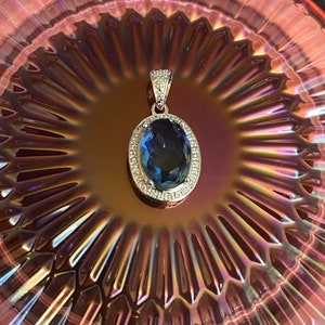 Medium Blue Tourmaline Necklace, Tourmaline Pendant with your choice of Pendant alone or with a 925 Silver Snake Chain