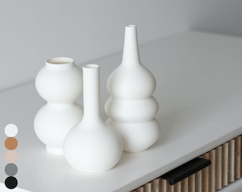 Set Of 3 Vases (VENERA, JULIA and ASHLEY) - 3D Printed Plastic Boho Style Decor