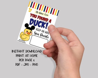 Cruise Duck Tag Printable Instant download Wonder Wish Fantasy Treasure Dream Magic