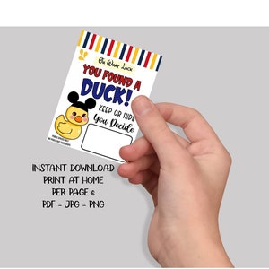 Cruise Duck Tag Printable Instant download Wonder Wish Fantasy Treasure Dream Magic