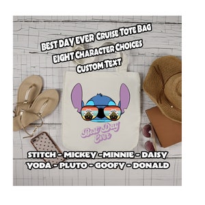 Best Day Ever Tote Disney Cruise 8 personagekeuzes, aangepaste tekst, gepersonaliseerde tas, pixie dust, visverlenger cadeau handtas strand