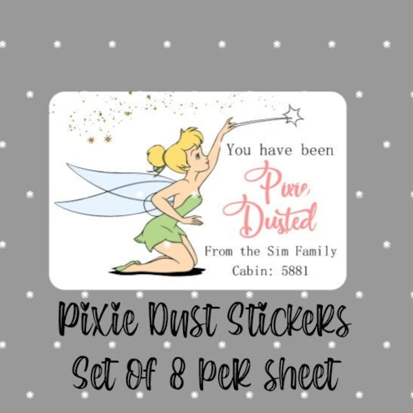 Fairy Pixie Dust Disney Gift Fish Extender Present Stickers - 8 per sheet