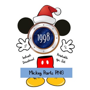 Décoration de porte de croisière avec pièces de Mickey - Imprimable à téléchargement immédiat - L'ensemble de 8 pièces de décoration de croisière en stratifié magnétique comprend un chapeau de Noël - cricut