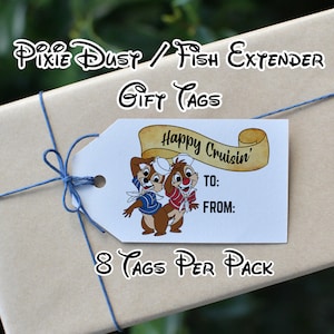 Disney Cruise Pixie Dust Fish Extender Gift Tags - 8 Per Pack Chip & Dale Design