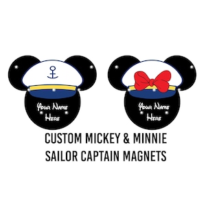 Mickey Minnie Disney Cruise Sailor Captain Magnet - Custom Name - Personalised Fish Extender Gift