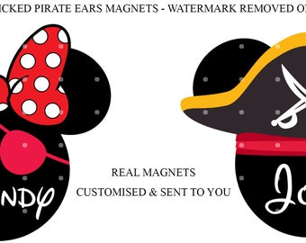 Disney Cruise Mickey Minnie Pirate Magnets - Personalised Custom with your name - Cabin Stateroom Decor