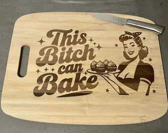 Vintage Housewife Funny Bamboo Cutting Chopping Board - Engraved humorous 50's