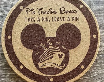 Disney Pin Trading Cork Board - Engraved - take a pin leave a pin Cruise  share and trade with friends Fish Extender Pixie Dust Gift