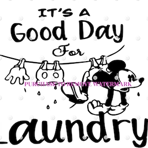 Segno di lavanderia Topolino - SVG PNG JPG - File di taglio - Bagno Home Decor