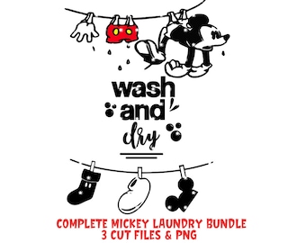 Mickey Mouse Laundry Room SVG PNG, Wash Dry Sign (Digital Download)