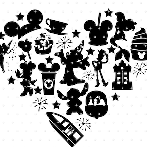 Mickey Icons Park Rides Food Heart - SVG PNG Digital Download