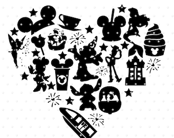 Mickey Icons Park Rides Food Heart - SVG PNG Digital Download