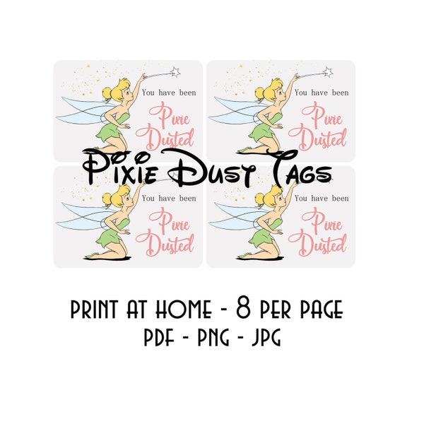 Pixie Dust Tag Labels - Print at home - PDF JPG PNG - Cruise - Parks - Parties