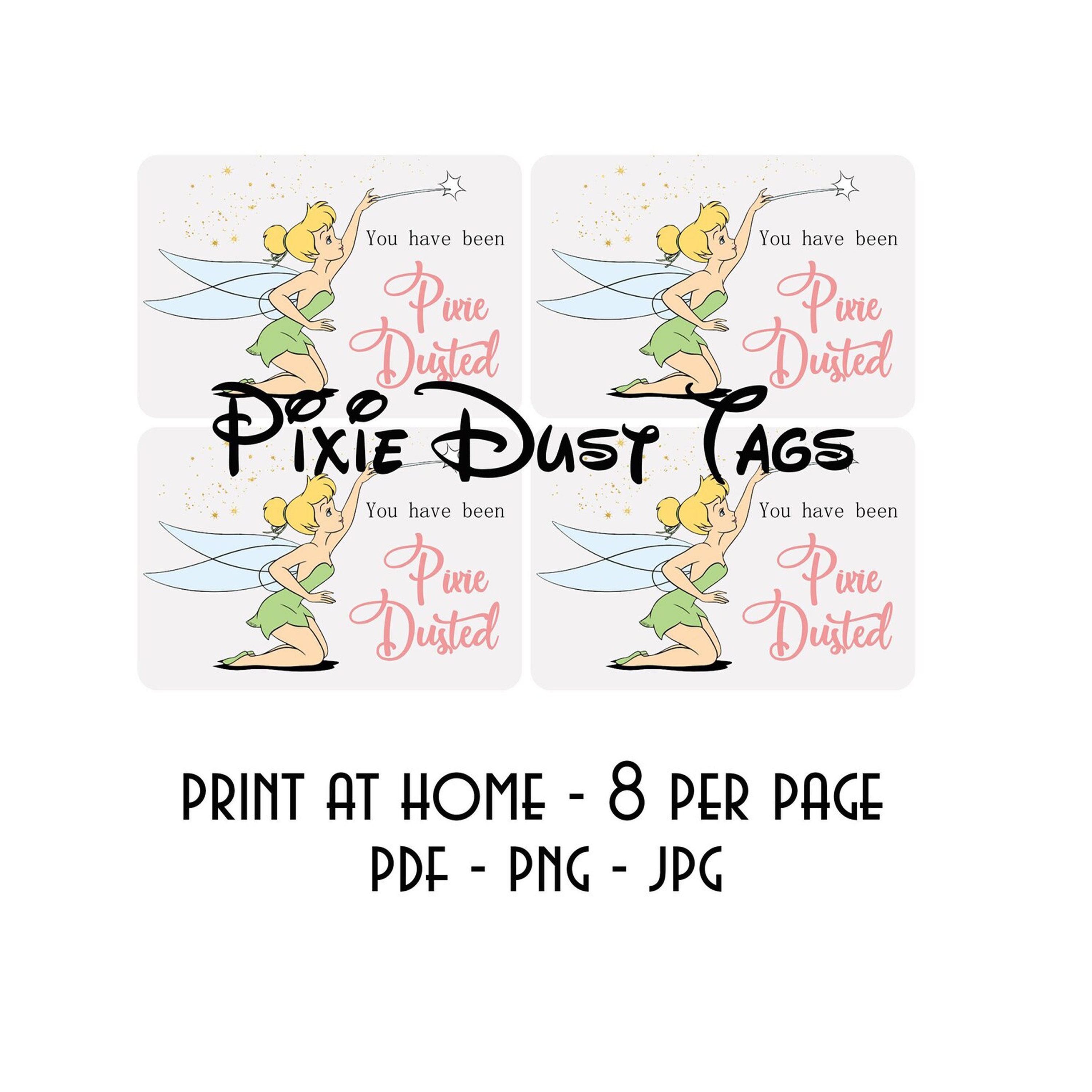 pixie dust tag labels - print at home - pdf jpg png - cruise - parks -  parties