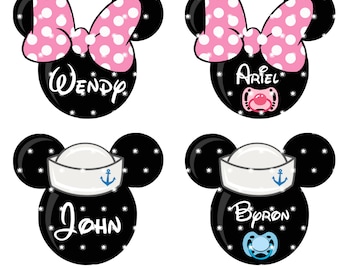 Disney Cruise Family Custom Name Magnets - Stateroom Decor - Micky Minnie