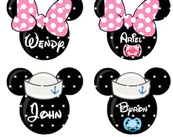 Disney Cruise Family Anpassade namnmagneter - Hyttdekor - Micky Minnie