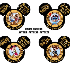 Disney Cruise Family Custom Name Magnets - Stateroom Decor - Micky Minnie Stitch Chip Dale