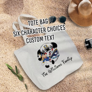 Aangepaste draagtas Disney Cruise 6 personagekeuzes, aangepaste tekst, gepersonaliseerde tas, pixiedust, cadeau visverlengstuk