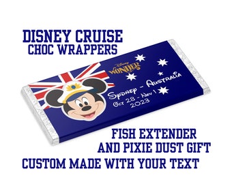 Envoltorios de chocolate Disney Cruise - Regalo adicional con forma de pez y bandera australiana