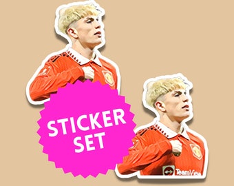 Alejandro Garnacho Sticker Set - Choose Your Set Size: 2, 3, or 4 Stickers, Glossy, 3 inches in height | Manchester United