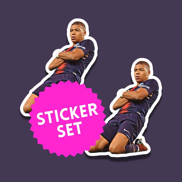 Kylian Mbappe Sticker Set - Choose Your Set Size: 2, 3, or 4 Stickers, Glossy, 3 inches in height | PSG